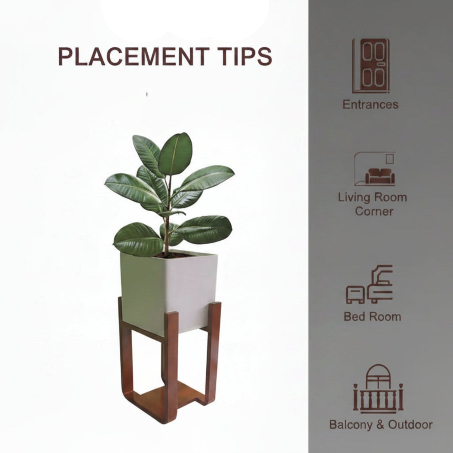 Mid-Century Square Cube Floor Planter With Curved Stand