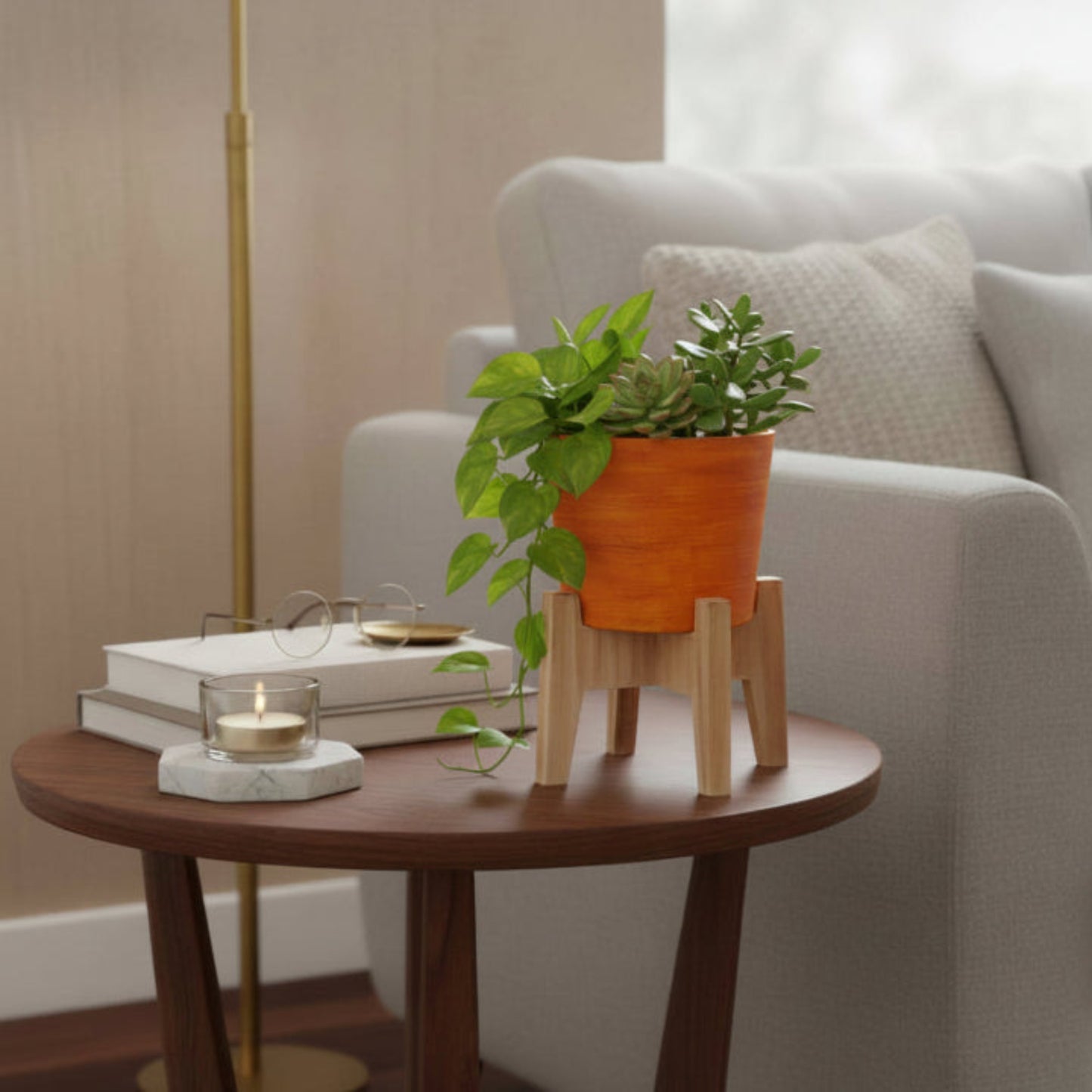 Vera Tapered Round Table Planter Pot With Stand
