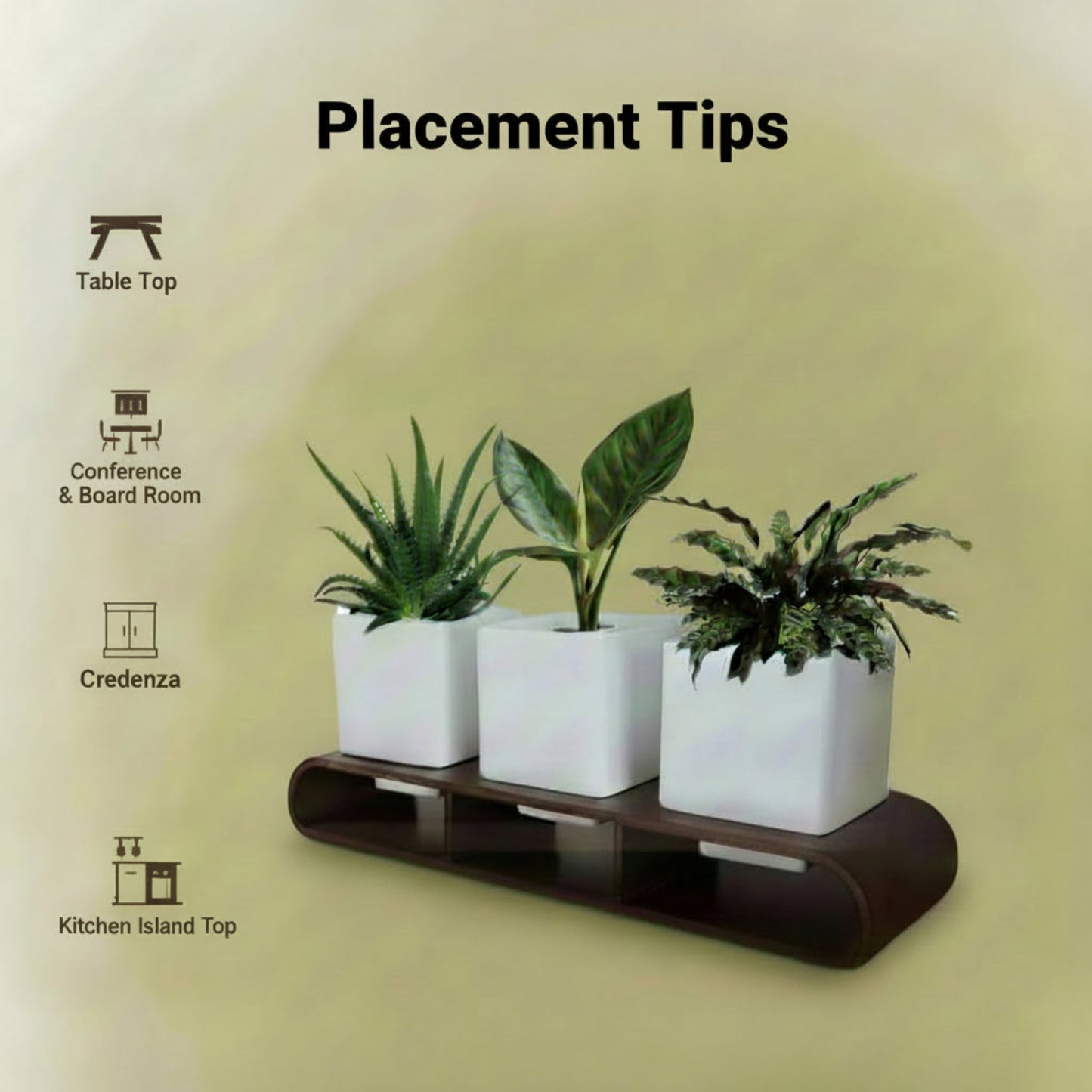 Trio Square White Curved Decorative Planter Set And Desk Organizer