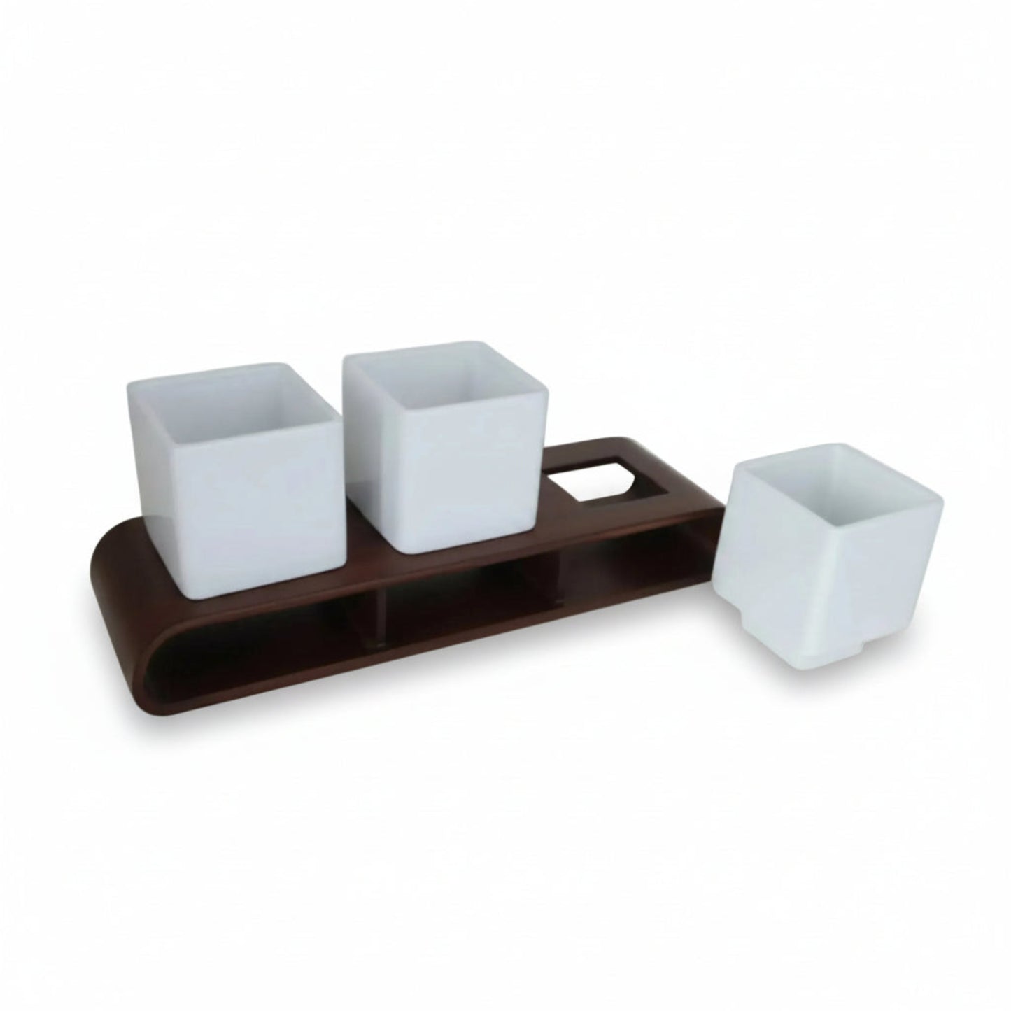 Trio Square White Curved Decorative Planter Set And Desk Organizer