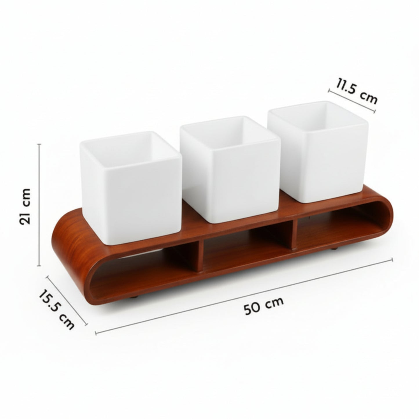 Trio Square White Curved Decorative Planter Set And Desk Organizer