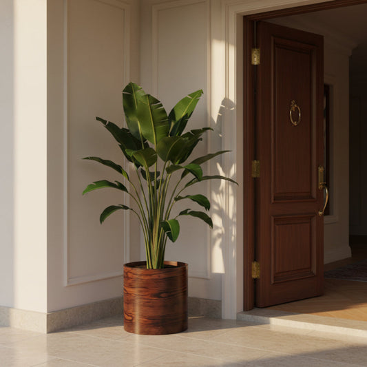 EcoBark Curved Wood Round Cylindrical Planter (Large Size)