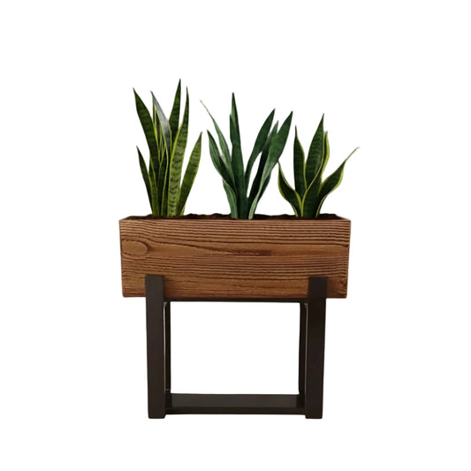 Eco Bark Rectangular Floor Planter With Curved Stand