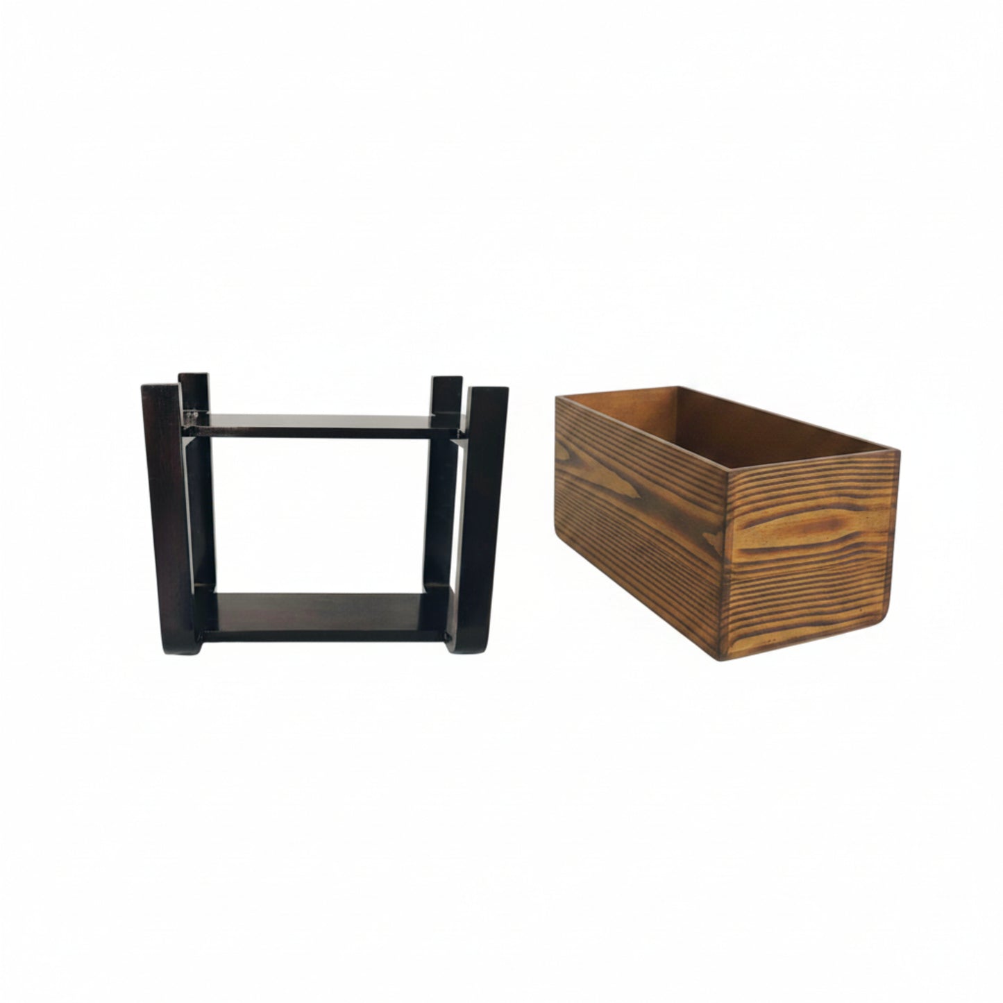 Forest Bark Rectangular Floor Planter Box With  Curved Stand