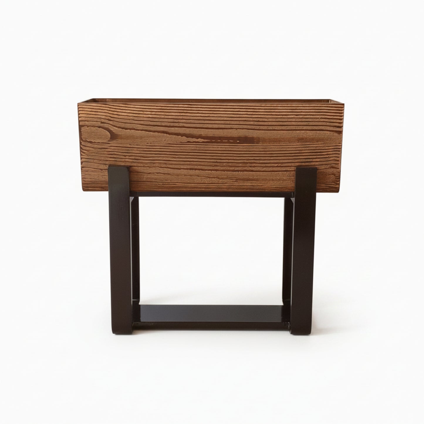 Forest Bark Rectangular Floor Planter Box With  Curved Stand