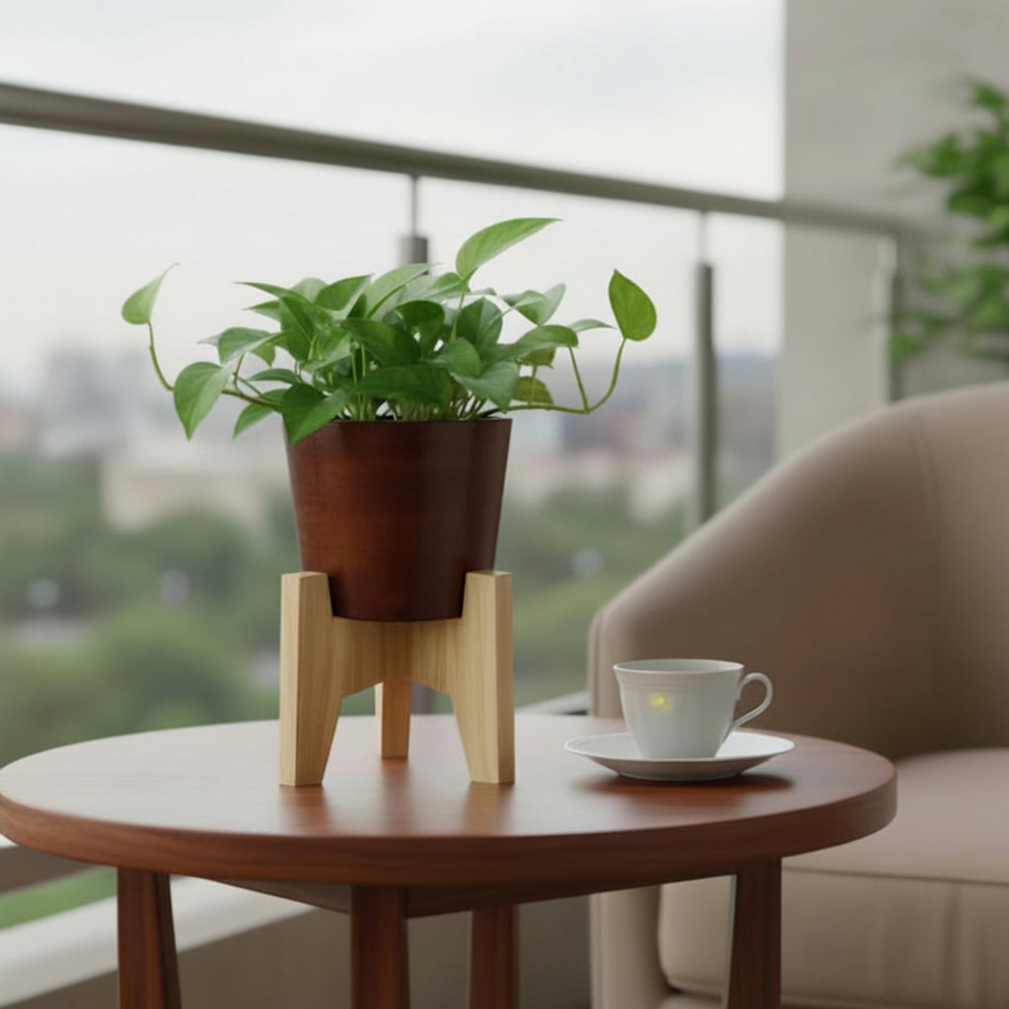 Classy Taper Round Desk Planter Pot With Stand