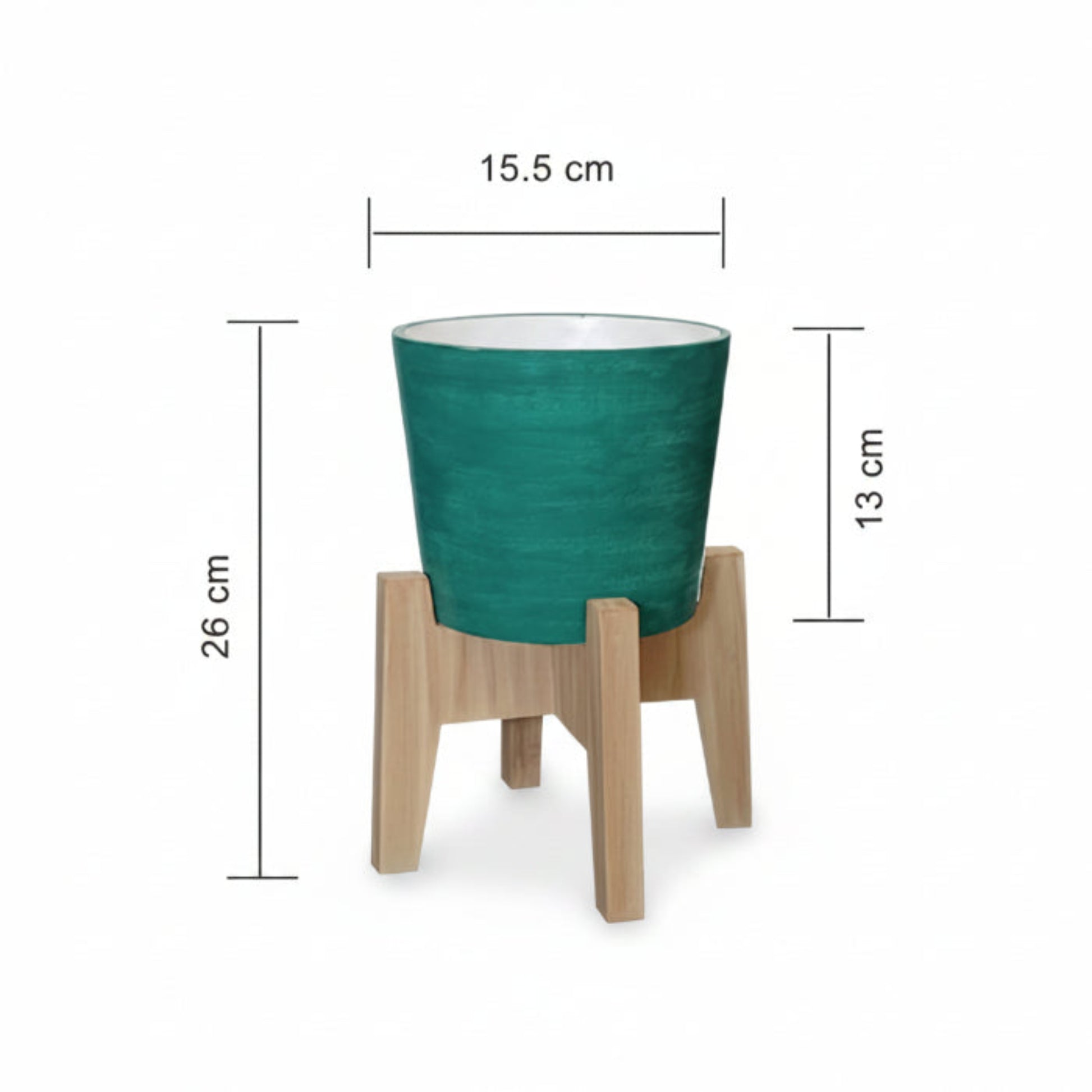 0801 Sea Green Pot on Stand - Dimension