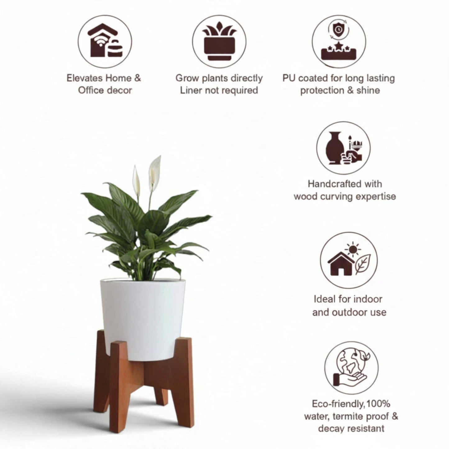 Classy Taper Round Desk Planter Pot With Stand