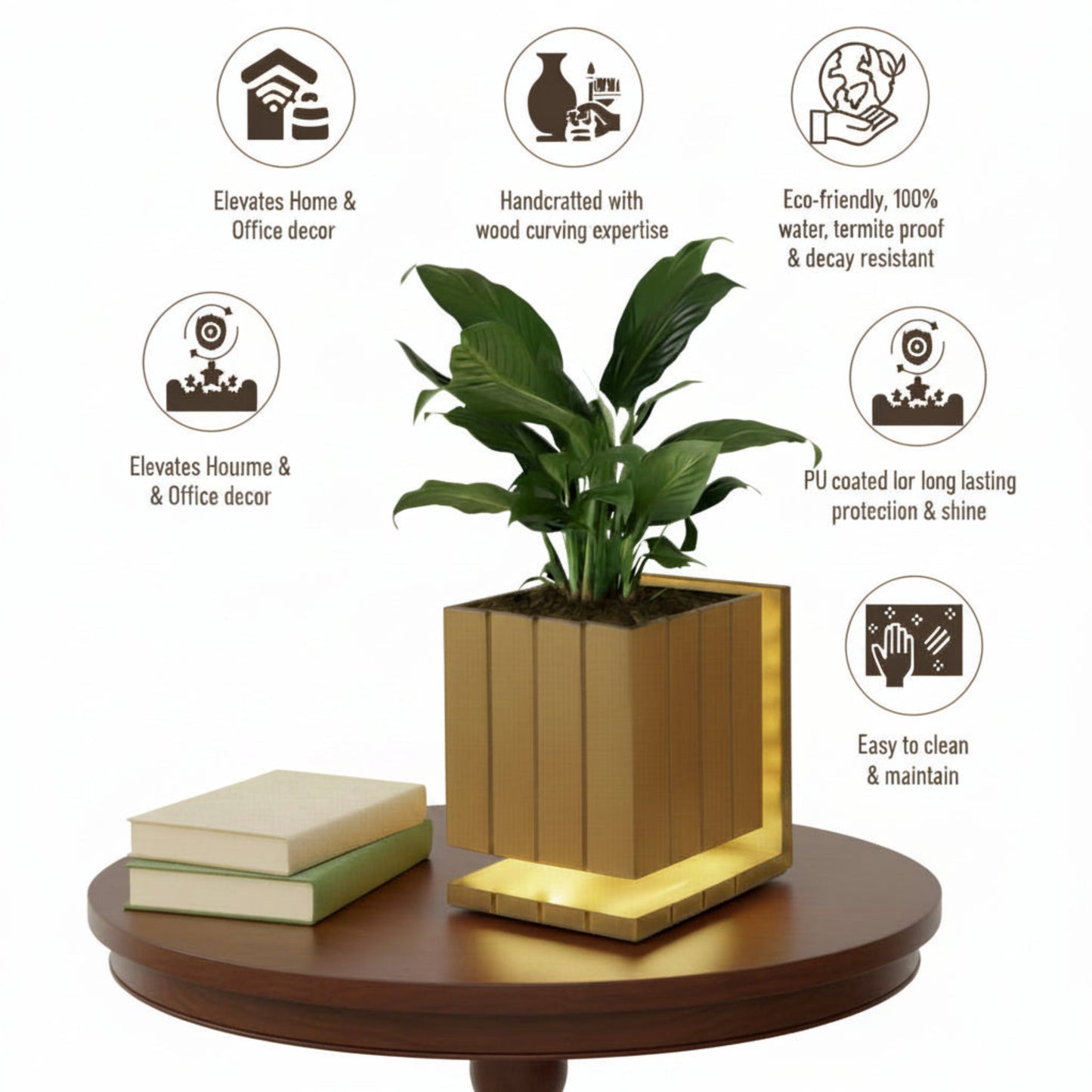 AuraCube Planter and LED Glow Lamp