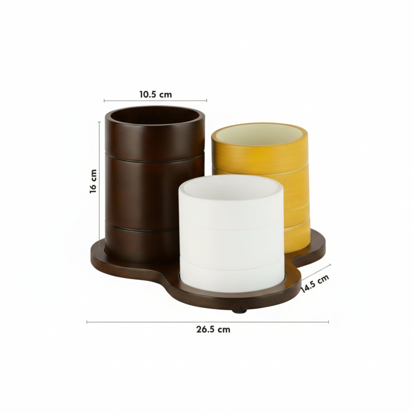 Trio-Pot  Multicolor Table Planter Set And Desk Organizer