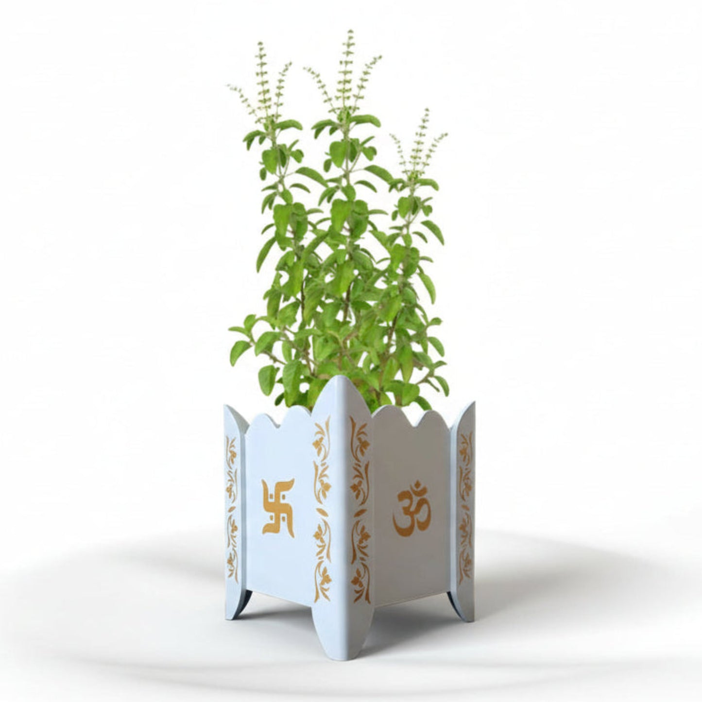 Handcrafted Traditional Tulsi Planter Pot With Floral Motif (D2)