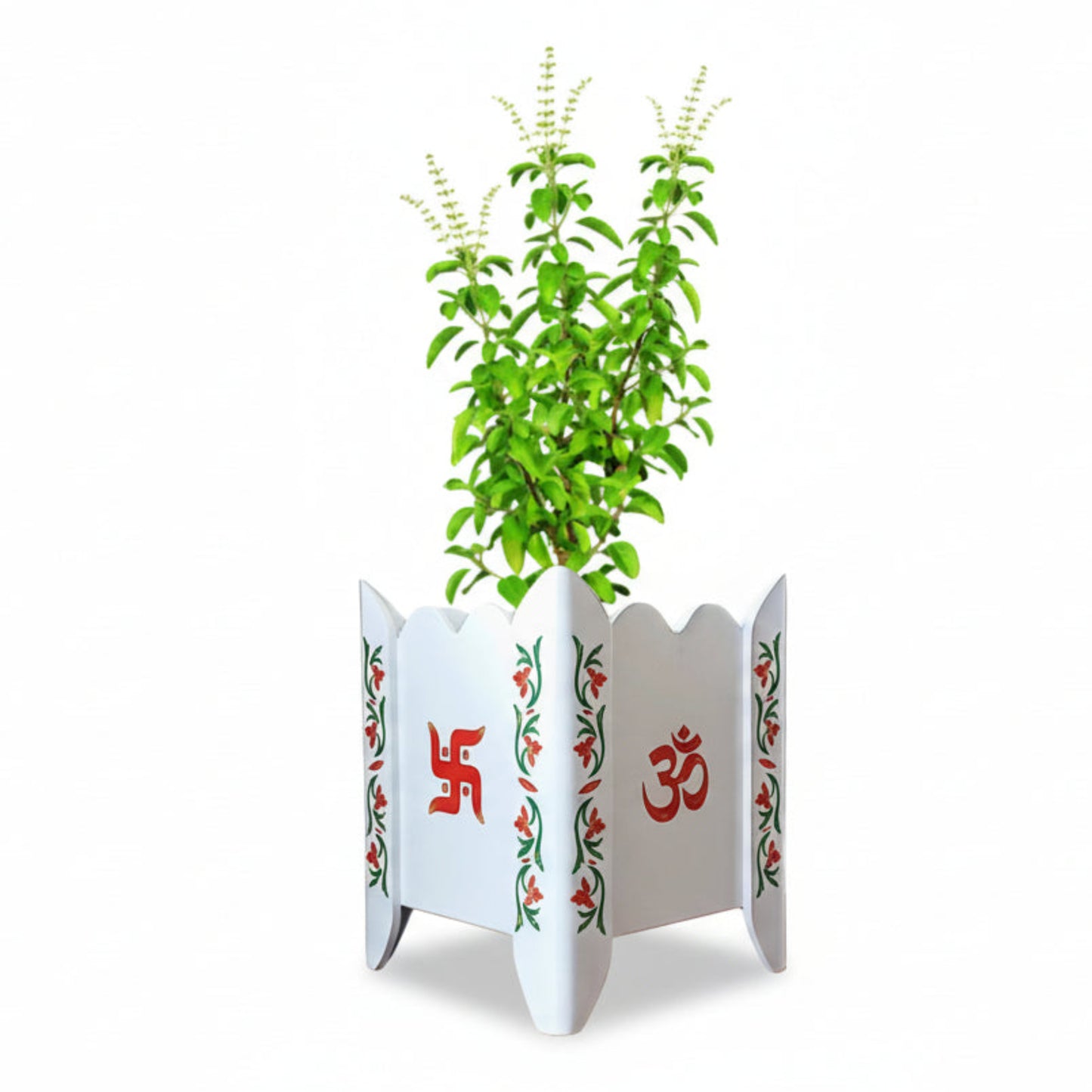 Handcrafted Traditional Tulsi Planter Pot With Floral Motif (D2)