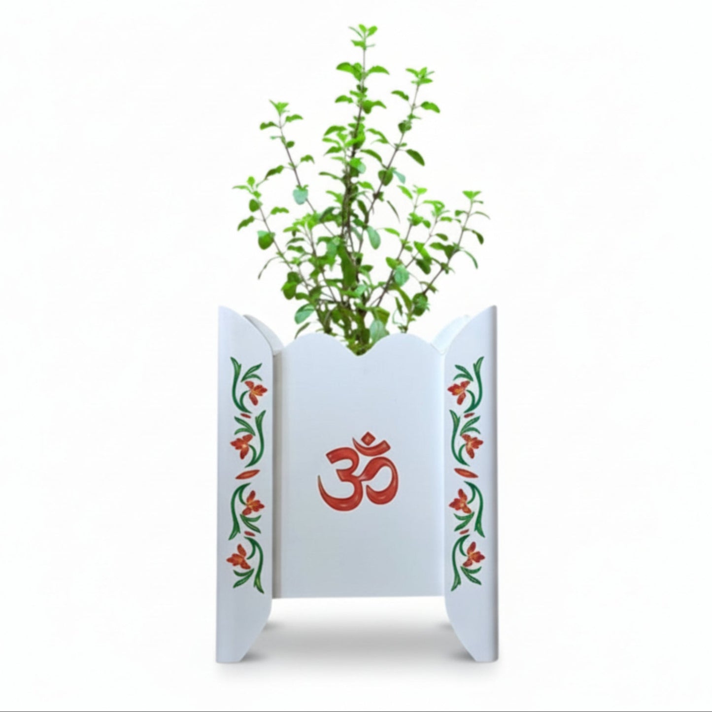 Handcrafted Traditional Tulsi Planter Pot With Floral Motif (D2)
