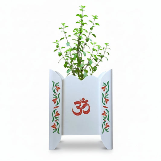 Handcrafted Traditional Tulsi Planter Pot With Floral Motif (D2)