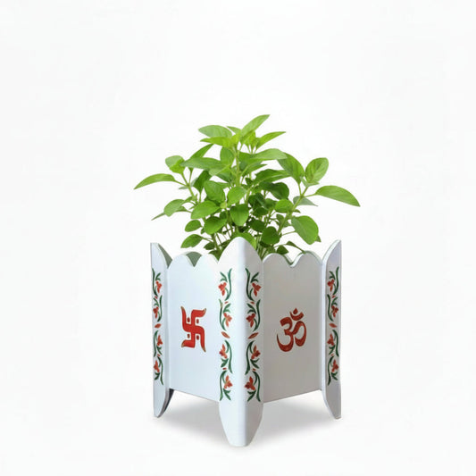 Diyam Tulsi Planter Pot / Stand With Floral Motif (D2)