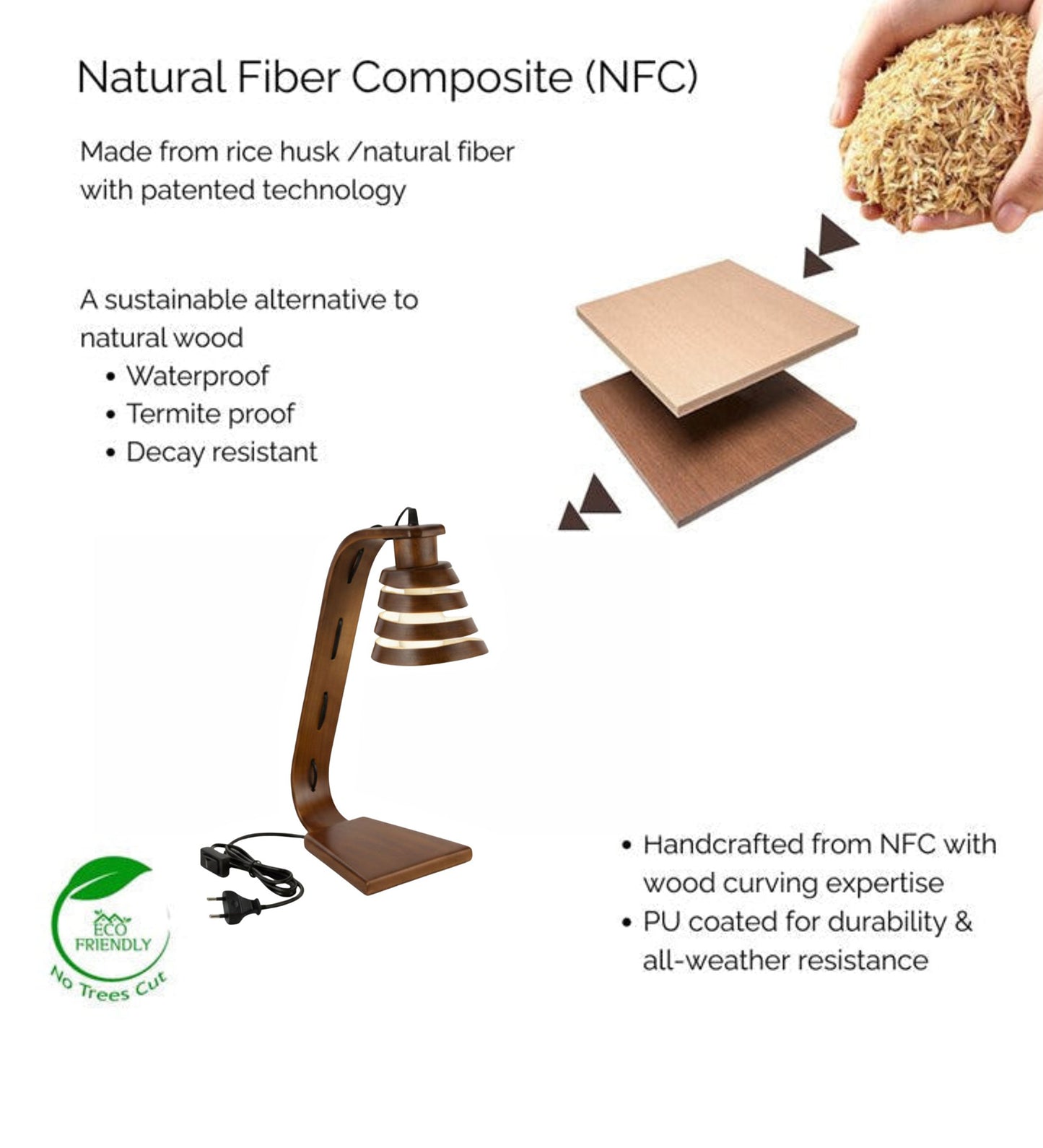 Spiral Aura Desk Study Lamp - Natural Wood Finish
