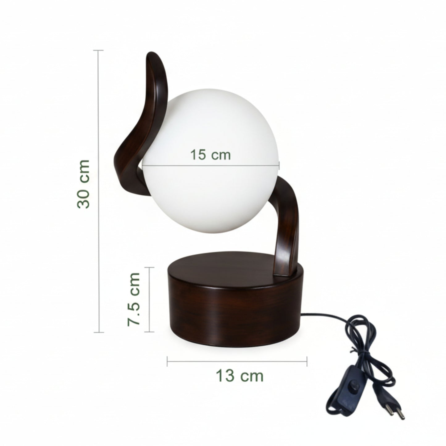 Luna Curve Artistic Wooden Table Bedside Globe Lamp