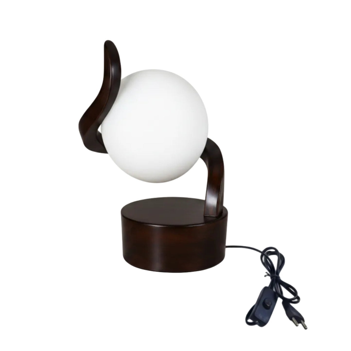 Luna Curve Artistic Wooden Table Bedside Globe Lamp