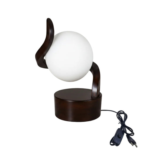 Luna Curve Artistic Wooden Table Bedside Globe Lamp
