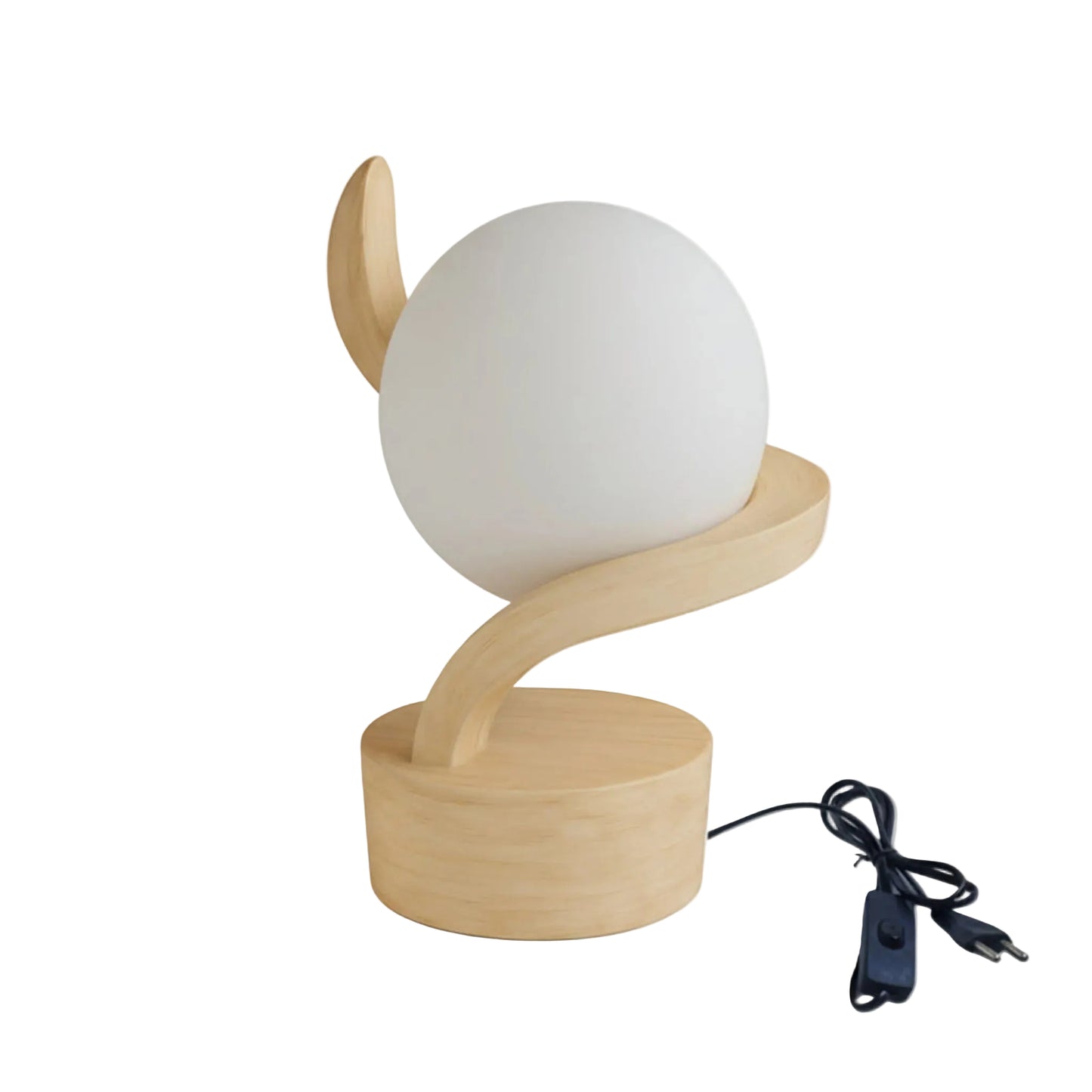 Luna Curve Artistic Wooden Table Bedside Globe Lamp