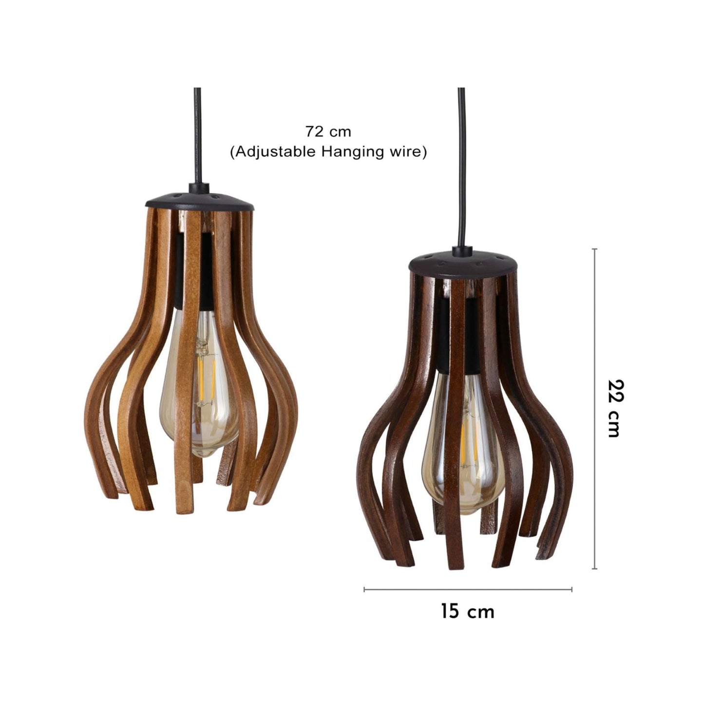 Helix Duo Curved Wood Ceiling Pendant Lighting Fixture (Set of 2 )