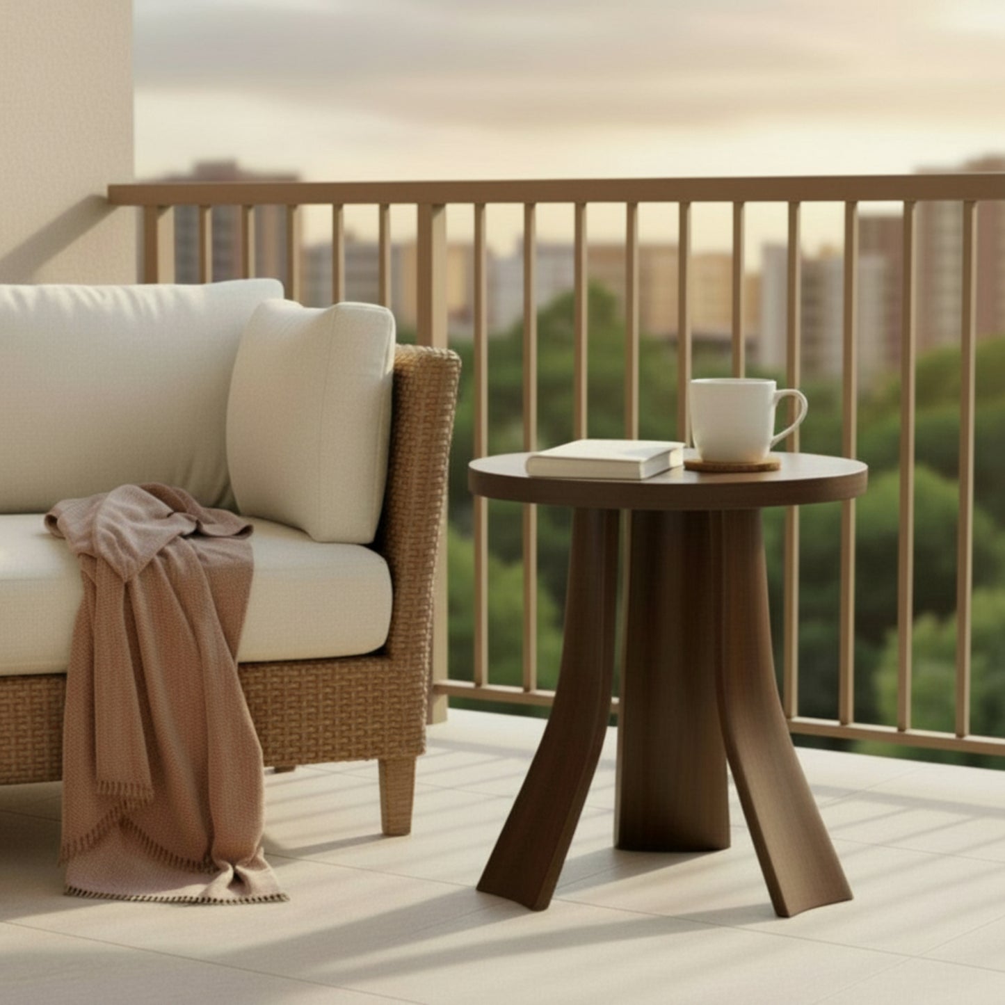 Trio Arc Curved Wooden Round Side Table