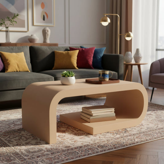 Arcus Designer Curved Edges Coffee Table - White & Black