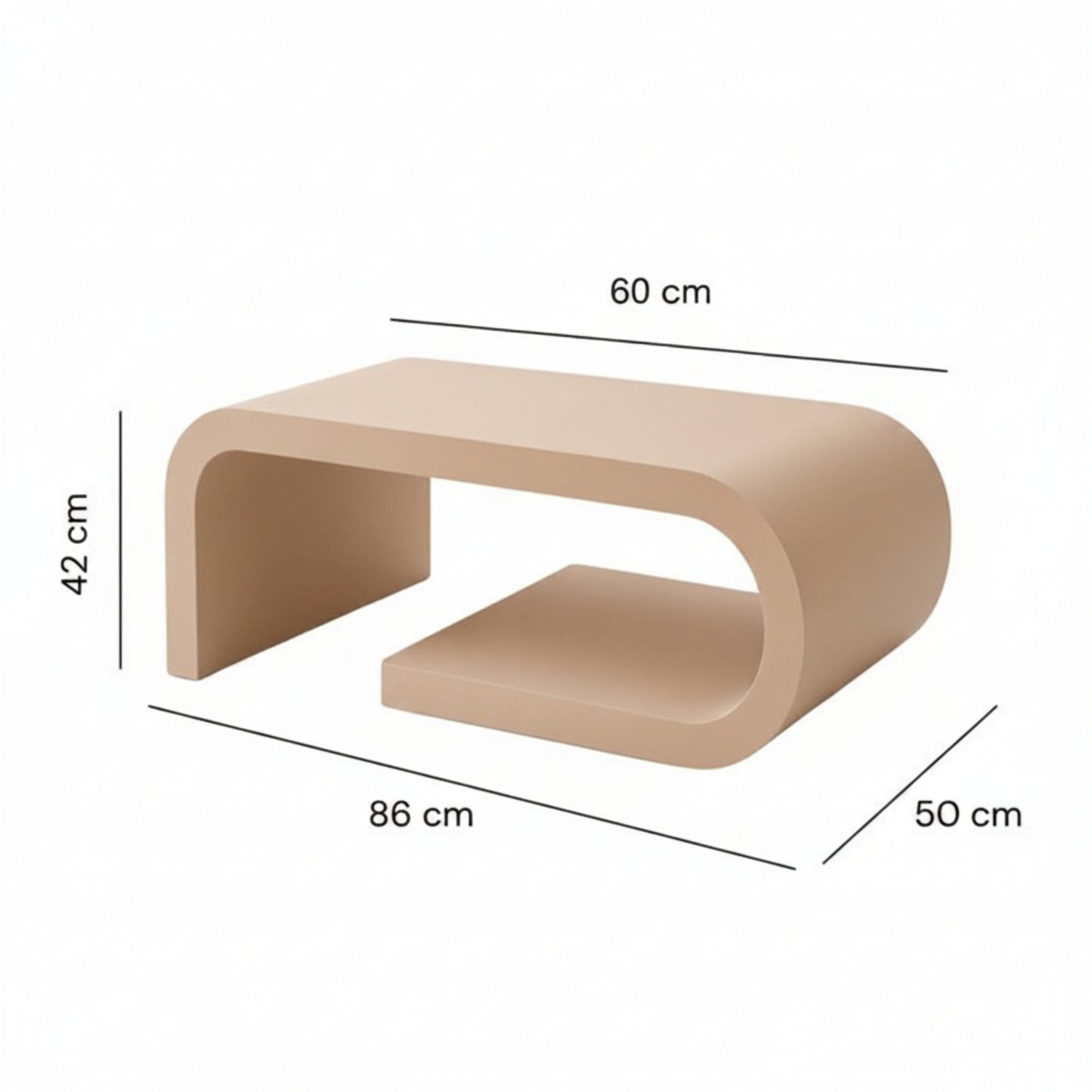 Arcus Designer Curved Edges Coffee Table - White & Black