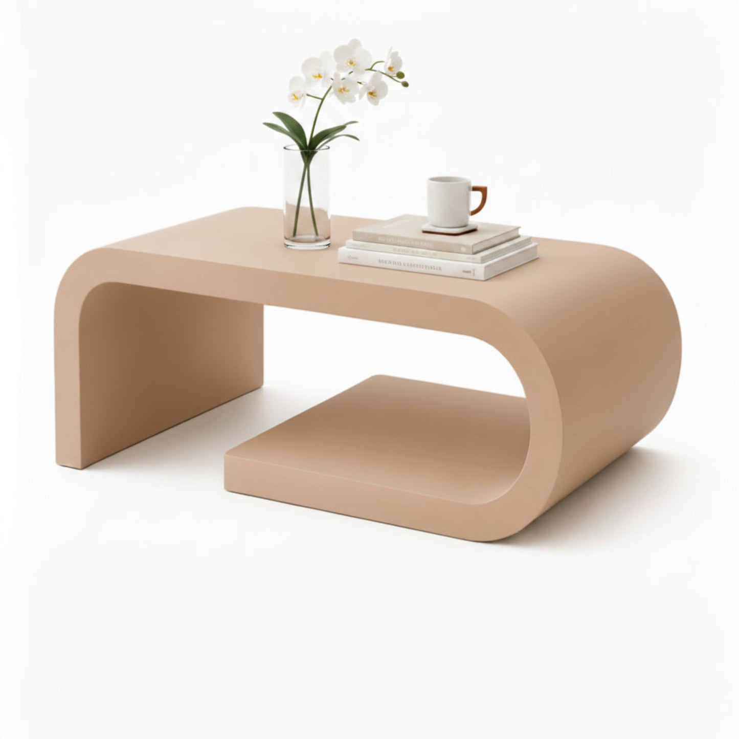 Arcus Designer Curved Edges Coffee Table - White & Black