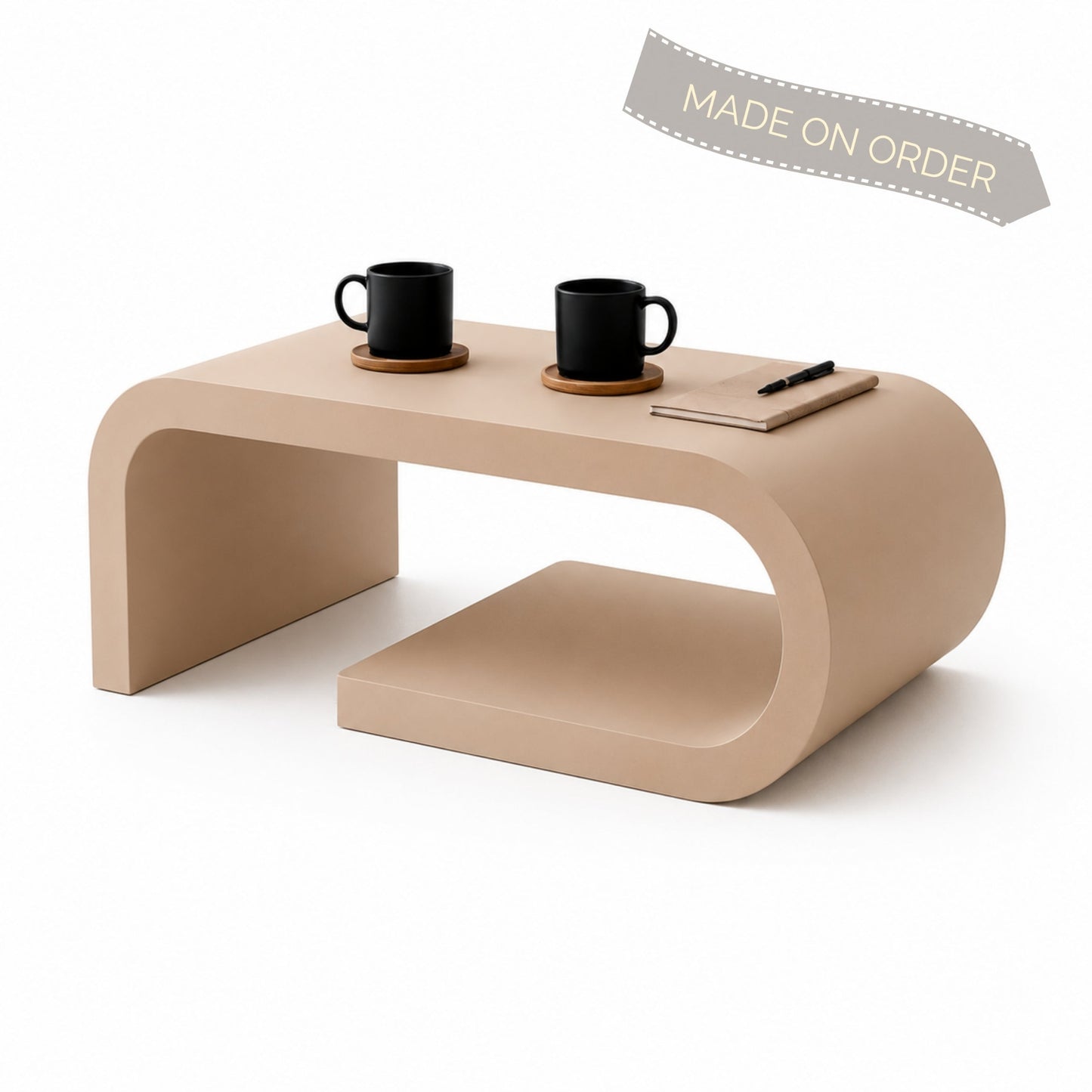Arcus Designer Curved Edges Coffee Table - White & Black