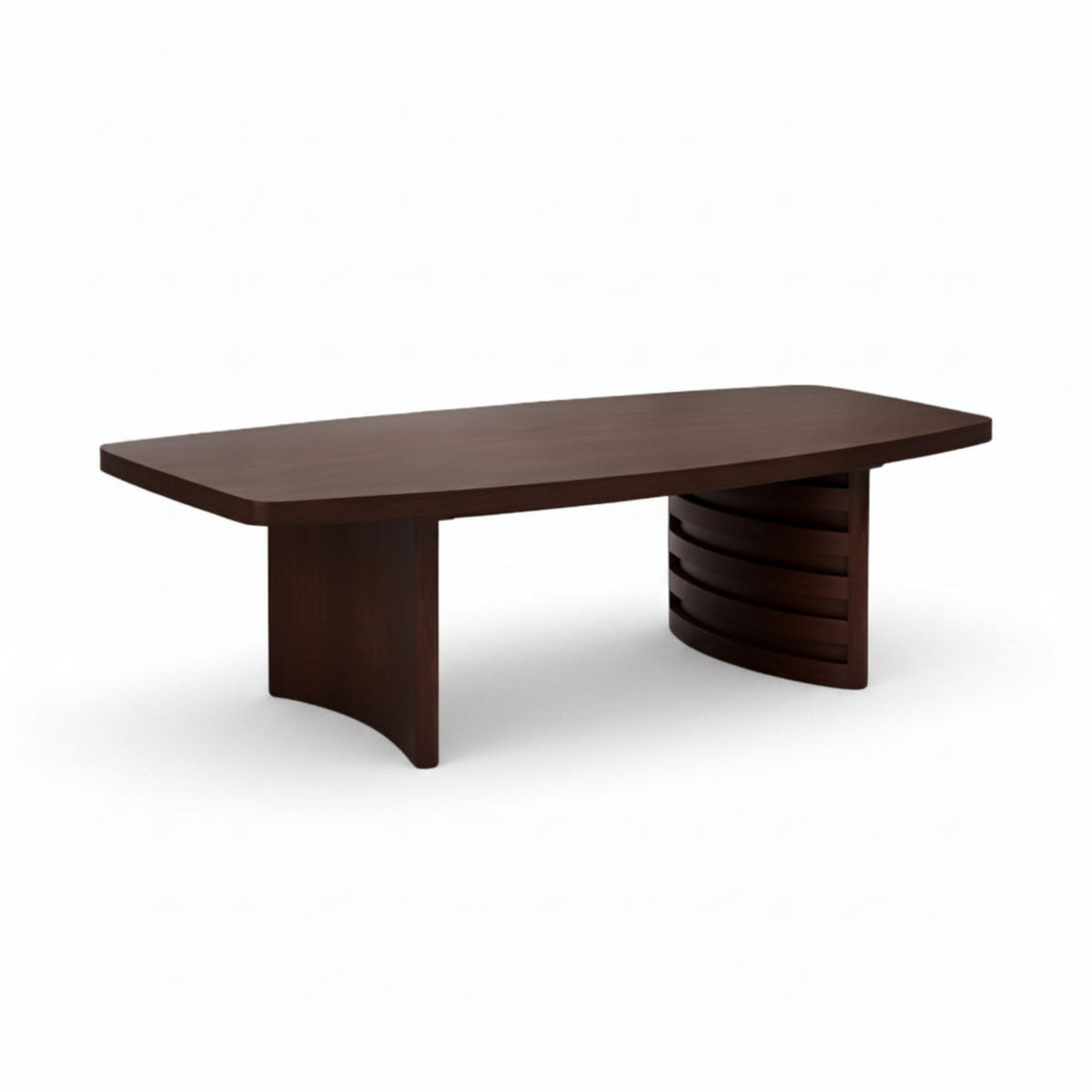 STRATA Rectangular Rounded Edges Coffee Table - Dark Walnut Finish