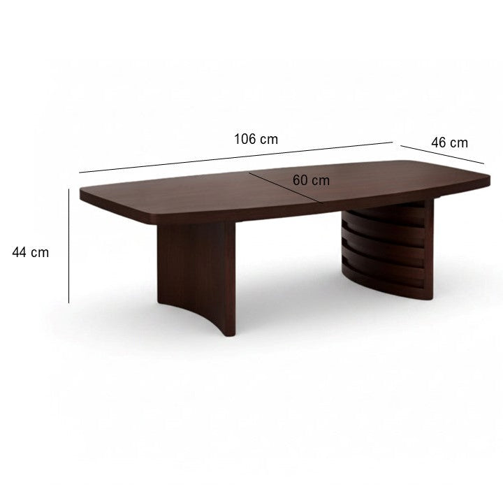 STRATA Rectangular Rounded Edges Coffee Table - Dark Walnut Finish