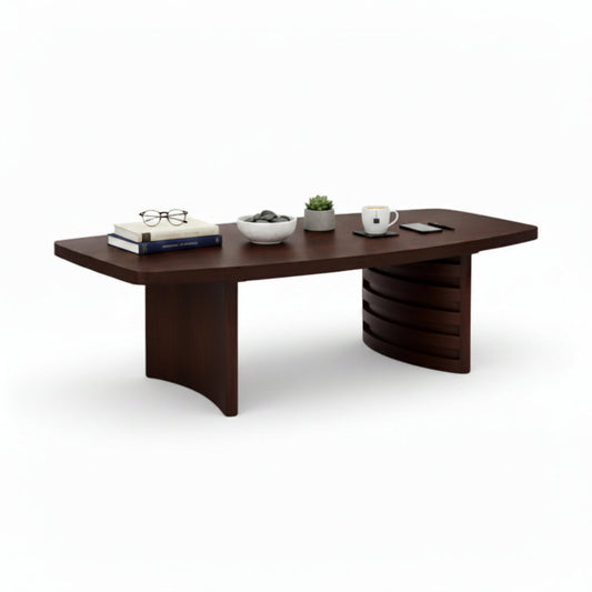 STRATA Rectangular Rounded Edges Coffee Table - Dark Walnut Finish