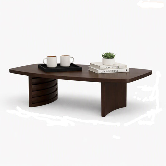 STRATA Rectangular Rounded Edges Coffee Table - Dark Walnut Finish