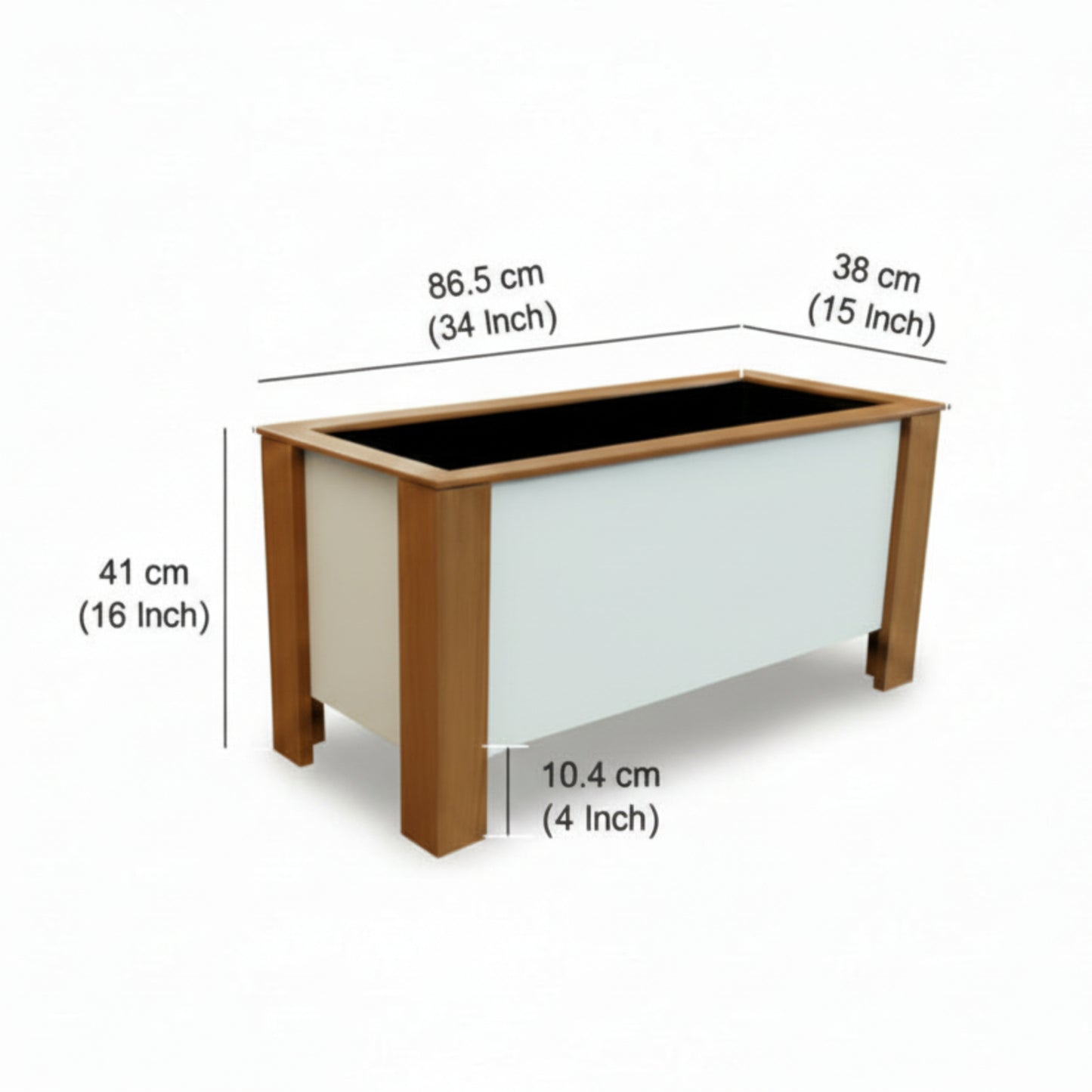 Urban Elegance Large Curved Wood Rectangular Planter Box
