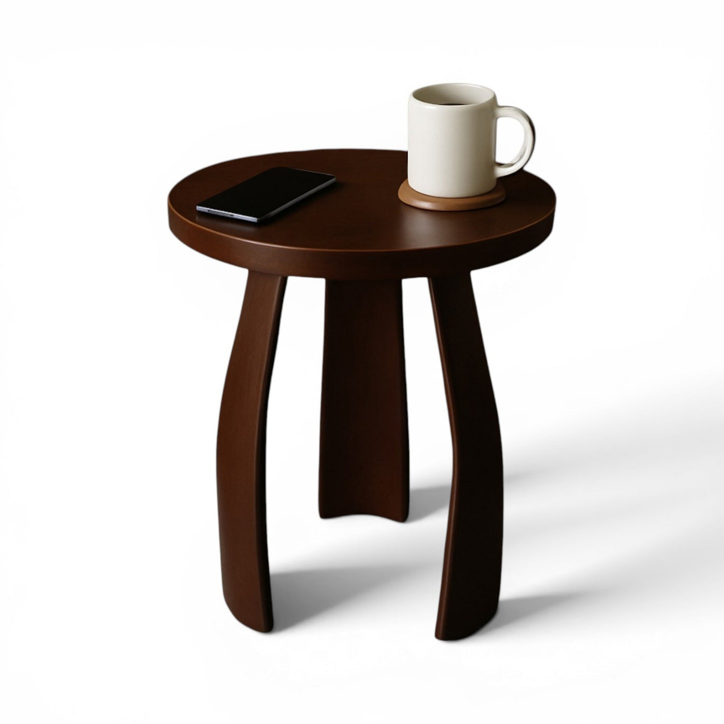 Barrel Arc Curved Wooden Round Side Table